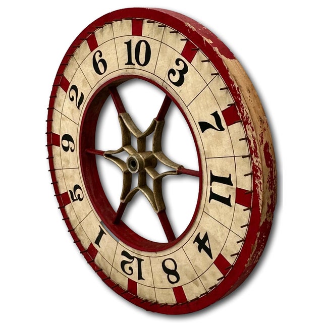 Nice Antique American Hand Painted Wood & Metal Wheel of Fortune Gaming Wheel Circa Early 20th Century For Sale - Image 13 of 18