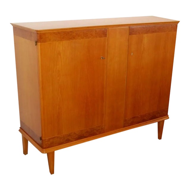 Swedish Midcentury Trapezoid Carpathian Elm Credenza For Sale