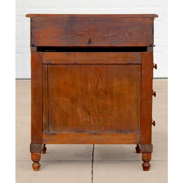 Antique 1860s Victorian Walnut Davenport Writing Desk English Slant Front Secretary With Original Green Baize Top For Sale - Image 17 of 18