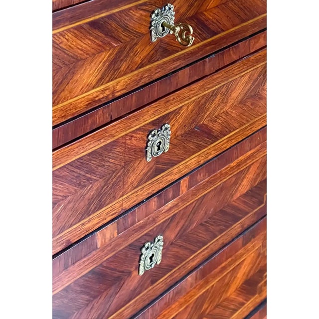 19th C. French Transitional 5-Drawer Chest With Brocatelle Jaune Marble Top For Sale In New York - Image 6 of 13