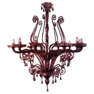Amethyst Blown Venetian Glass Chandelier, 1960s For Sale