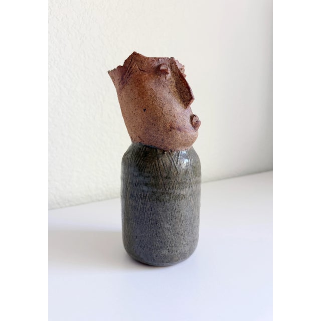 Folk Art Pottery Figurative Vase, Artist Signed For Sale In Sacramento - Image 6 of 9