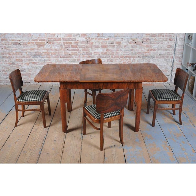 Art Deco Extendable Dining Table in Beech, Spruce and Walnut, Czech, 1930s For Sale - Image 3 of 18