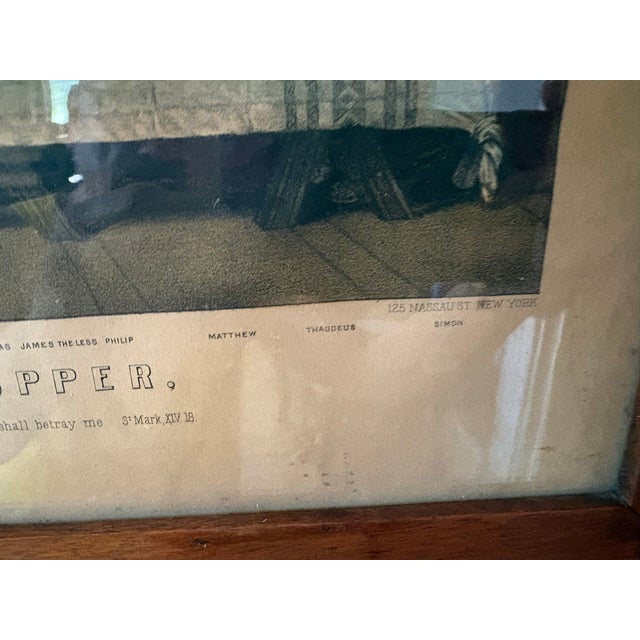 Red Framed Lithograph "The Last Supper" Published by Currier & Ives, Late 19th Century For Sale - Image 8 of 8