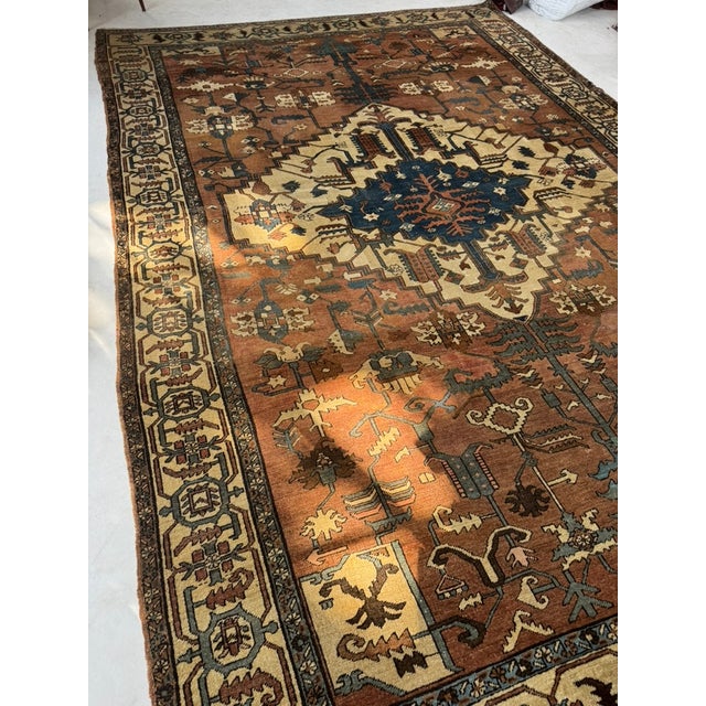 1910s Antique Bakshayesh Artistic TRIBAL Amber hues True Gem Rug 9.6 x 13.7 For Sale - Image 5 of 12