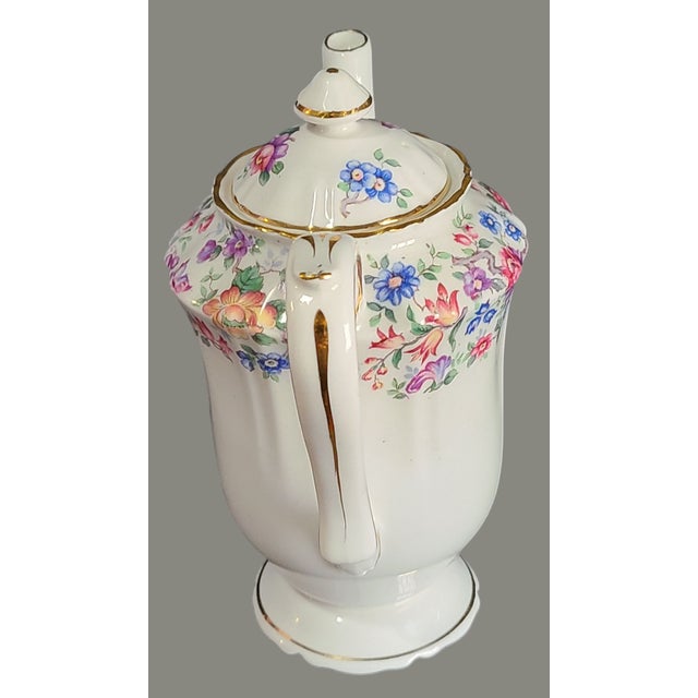 Royal Stafford Vintage Royal Crown Staffordshire Fine Bone China Floral Springtime Coffee Pot For Sale - Image 4 of 11