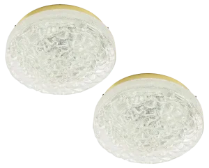 Large Murano Ice Glass Ceiling Lights from Doria Leuchten, Germany, 1960s, Set of 2