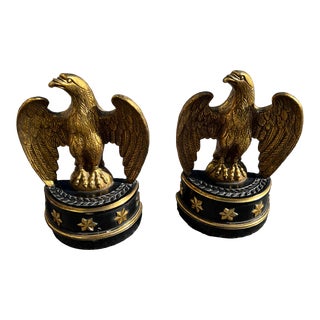 Pair of 1960s Gilded Eagle Bookends by Borghese For Sale