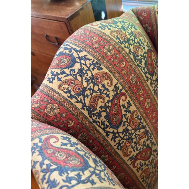 Charming Vintage Wingback Chair With Paisley Print For Sale - Image 4 of 11