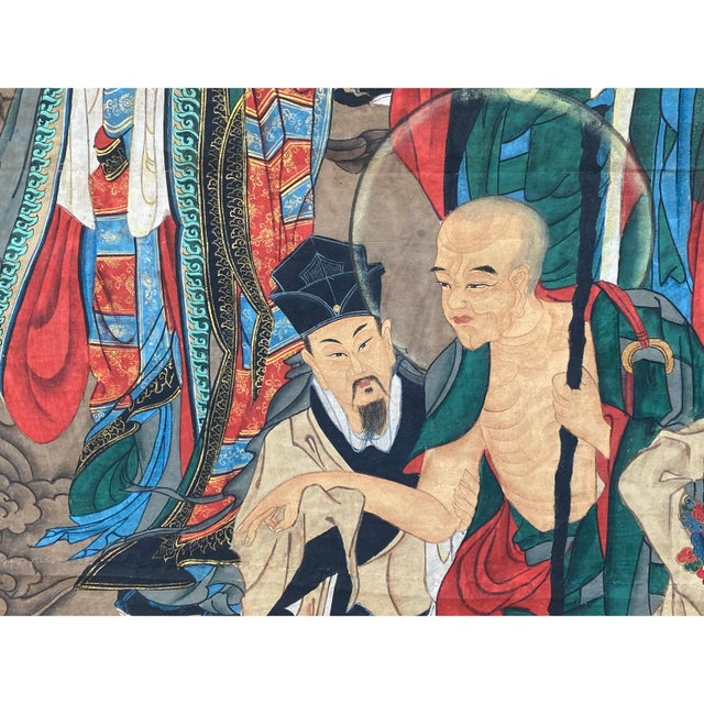 Large Chinese Canvas Art of Part of Sixteen Arhats With Guards Theme For Sale - Image 11 of 13