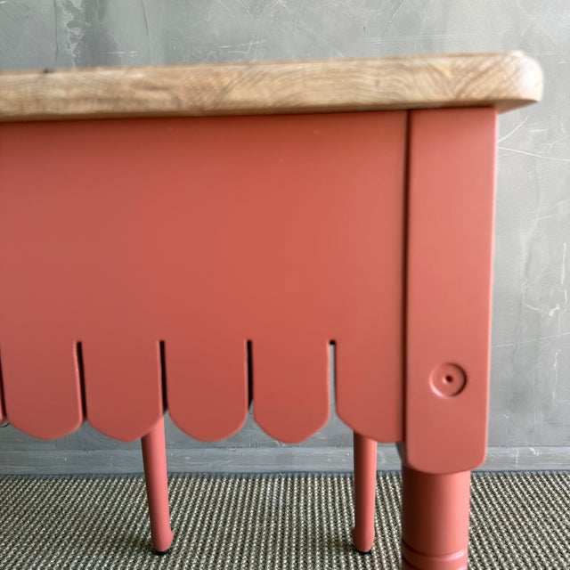 Painted Night Stand or Side Table in Salmon Pink With Natural White Oak Top For Sale In Los Angeles - Image 6 of 10