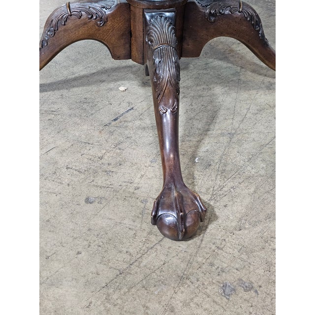 Henredon Mahogany & Glass Top Chippendale Style Coffee Table Claw & Ball Feet For Sale - Image 10 of 11