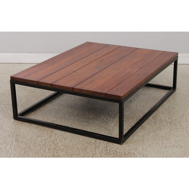 Ralph Lauren Industrial Wood Top Coffee Table For Sale In Philadelphia - Image 6 of 16