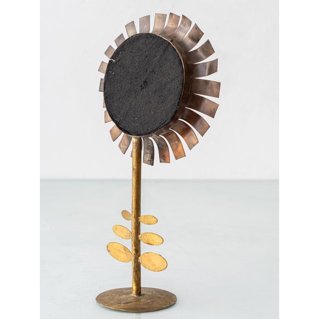 Mid-Century French Brass and Copper Sunflower Table Mirror by Jean Vinay, 1960s For Sale - Image 9 of 13