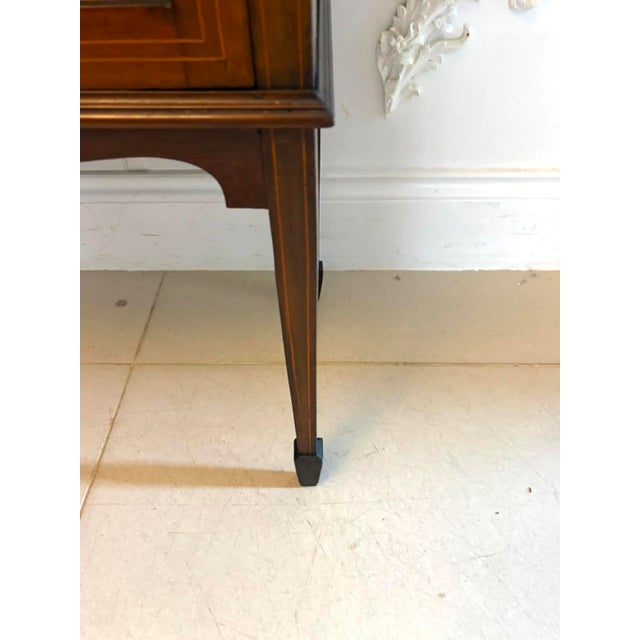 Antique Edwardian Inlaid Mahogany Display Cabinet Bookcase Glazed Cabinet, 1900 For Sale - Image 10 of 12