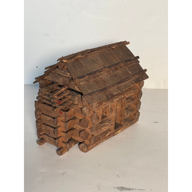 Antique American Folk Art Dollhouse Log Cabin For Sale - Image 4 of 7