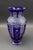 Mid 20th Century Bohemian Czech Cobalt Blue Cut to Clear Crystal Vase With Sawtooth Rim For Sale - Image 4 of 10