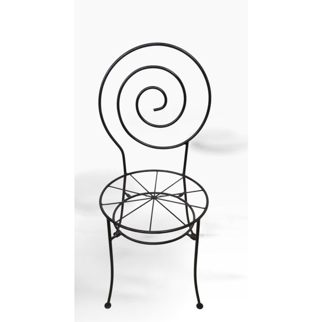 Frederic Weinberg Late 20th Century 3 Pc. Wrought Iron Garden Patio Poolside Cafe Bistro Set For Sale - Image 4 of 15