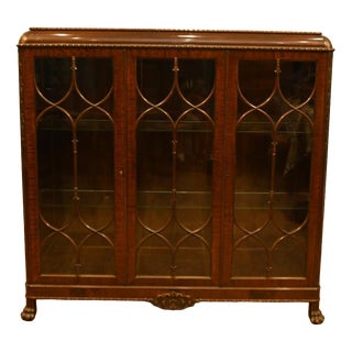 Chippendale Glazed Mahogany Bookcase, 1910s For Sale