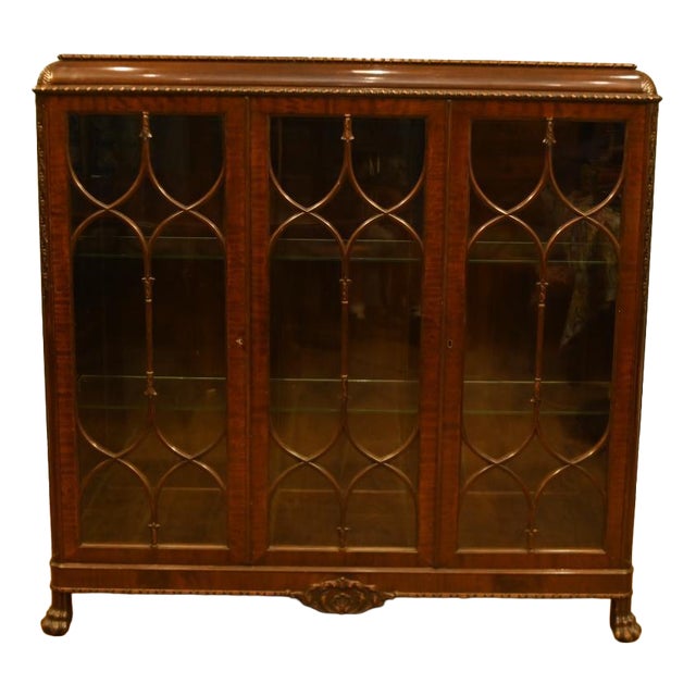Chippendale Glazed Mahogany Bookcase, 1910s For Sale