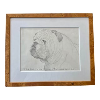 1980s Portrait of a Bulldog - Original Pencil Drawing, Framed For Sale
