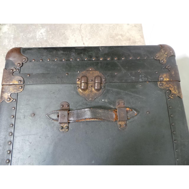 19th Century Leather / Wood Travel Trunk For Sale - Image 12 of 15
