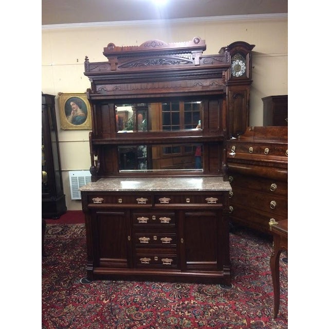 Victorian Antique Marble Top Buffet, Display Cabinet For Sale - Image 3 of 15