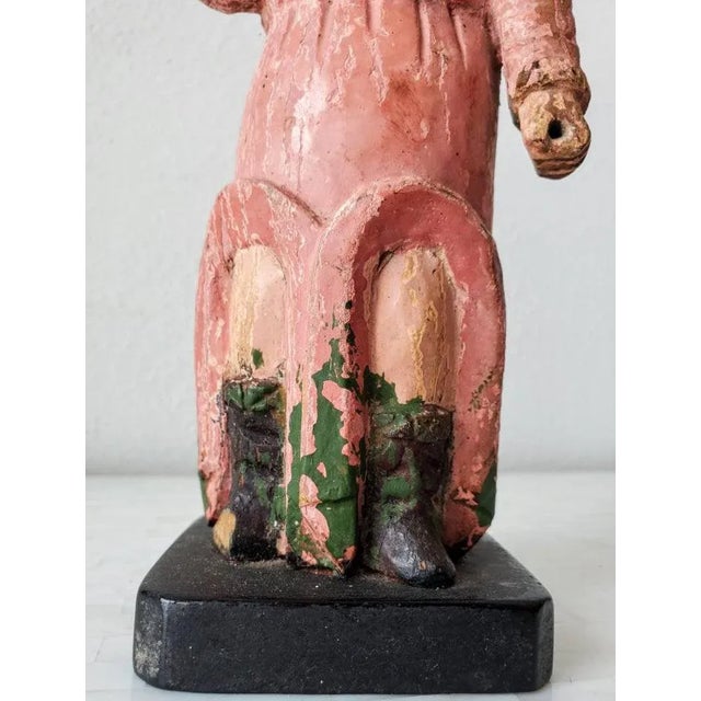 Pink 19th Century Spanish Colonial Santo Altar Figure For Sale - Image 8 of 11
