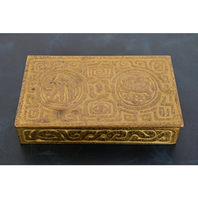 A gorgeous antique Arts & Crafts or Art Deco period gilt bronze "Zodiac" pattern desk box, decorative box, or jewelry box...