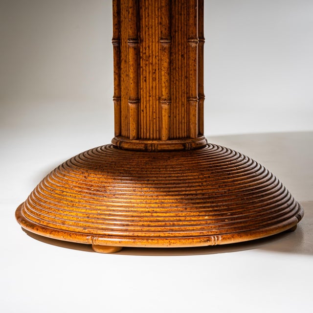 French Faux Bamboo Dining Table with Chairs, 1960s, Set of 5 For Sale - Image 9 of 16