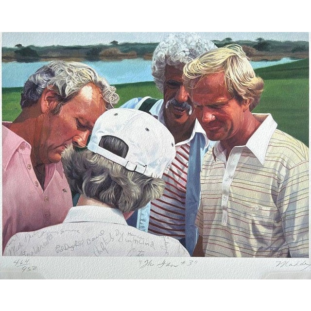 1970s 1970s Jeannie Maddox Jack Nicklaus, Arnold Palmer Golf Painting Giclee "The Fan #3" For Sale - Image 5 of 9