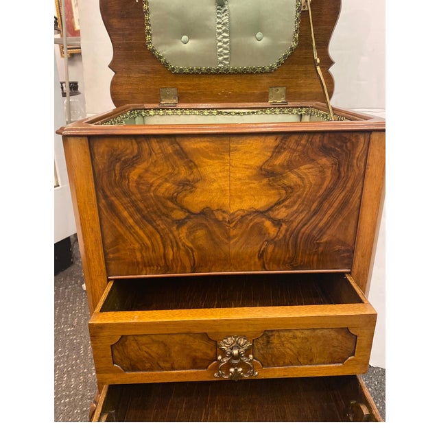 Mid 19th Century Flame Walnut Sewing Table Cabinet For Sale - Image 4 of 10
