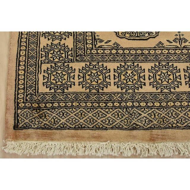 Beige Bokhara Rug 4’2” X 6′ Beige Wool Tribal Hand-Knotted Oriental Carpet For Sale - Image 8 of 11