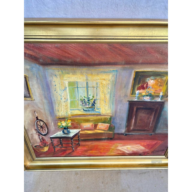 Early 20th Century Interior Painting Oil on Canvas For Sale - Image 6 of 12