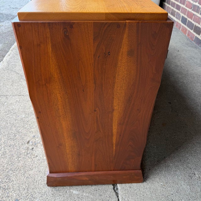 American Studio Robert Whitley Studio Credenza – Mixed Wood W/ Teal Interior, Sculptural Case and Pulls Finished on Both Sides For Sale - Image 9 of 12