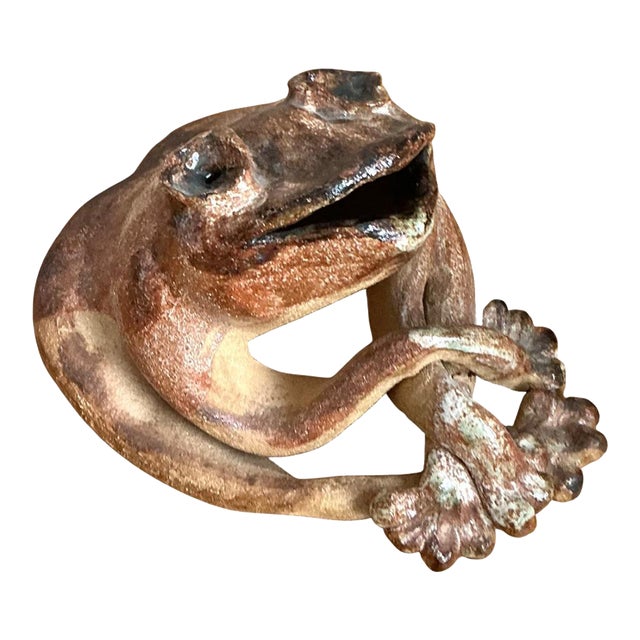 Vintage Ceramic Frog Sculpture For Sale