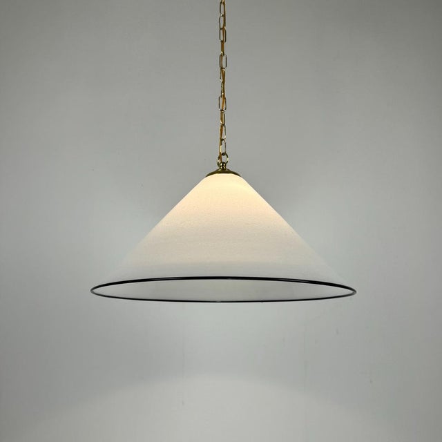 Large Murano Glass Conical Pendant Light on Brass Chain, 1980s For Sale - Image 4 of 10