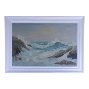 Vintage - Stormy Seascape Oil Painting on Canvas
