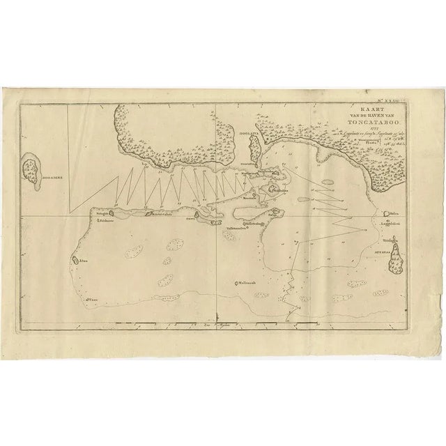 Antique map of Tonga titled 'Map of the Garden of Tongataboo' Antique map of the harbor of Tongatabu, one of the Tonga...