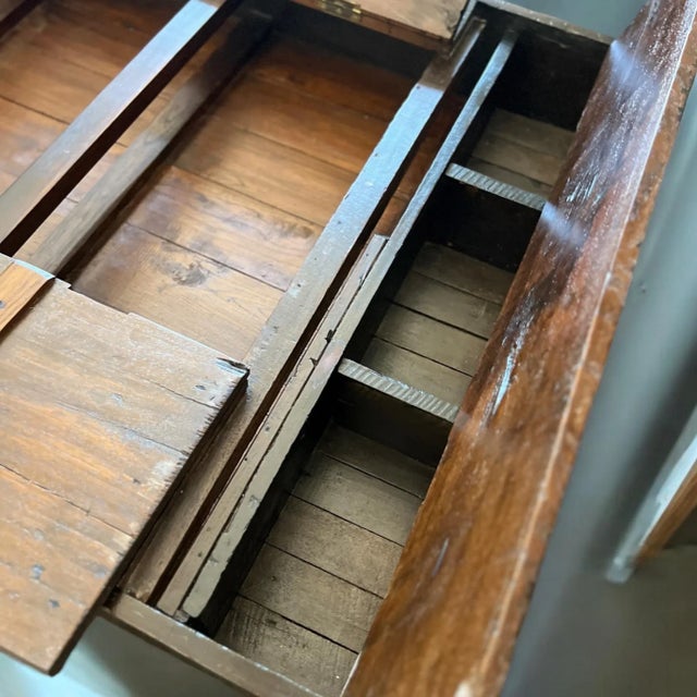 Early 1900s Antique 100+ Solid Wood Monk Bed Large Coffee Table W Storage For Sale - Image 10 of 11