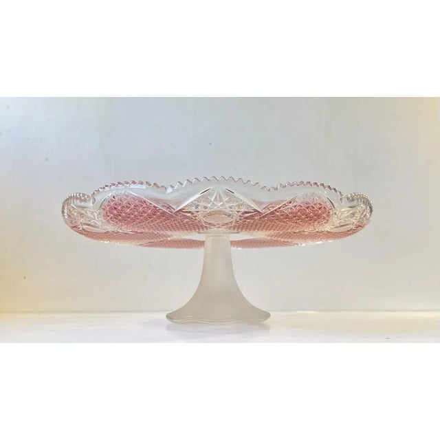 Pink Vintage Pedestal Cake Stand in Pink & Clear Crystal, 1970s For Sale - Image 8 of 8