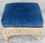 Vintage 70s Coastal Natural Wicker Blue Suede Footstool Ottoman For Sale - Image 6 of 10