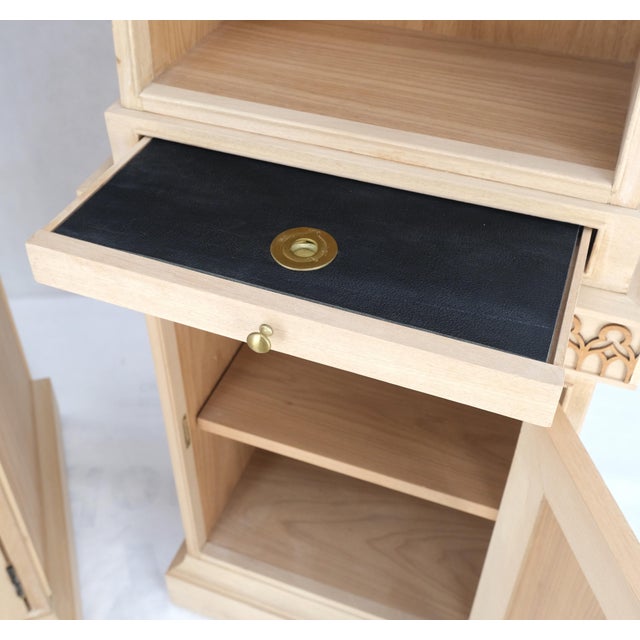 Pair New Unfinished Baker Obelisk Shape Double Sided 360 Degree Walnut Bookcases For Sale - Image 16 of 18