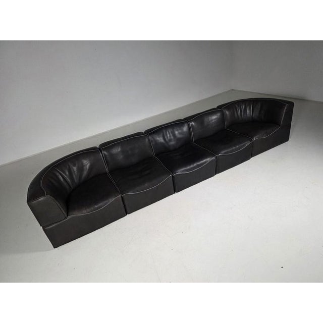 DS-15 Modular Sofa in Black Buffalo Leather from De Sede, 1970s For Sale - Image 3 of 10