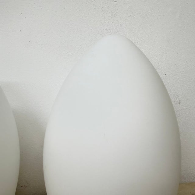 Vintage Egg-Shaped Opaline Glass Table Lamps, 1970s, Set of 2 For Sale - Image 15 of 18