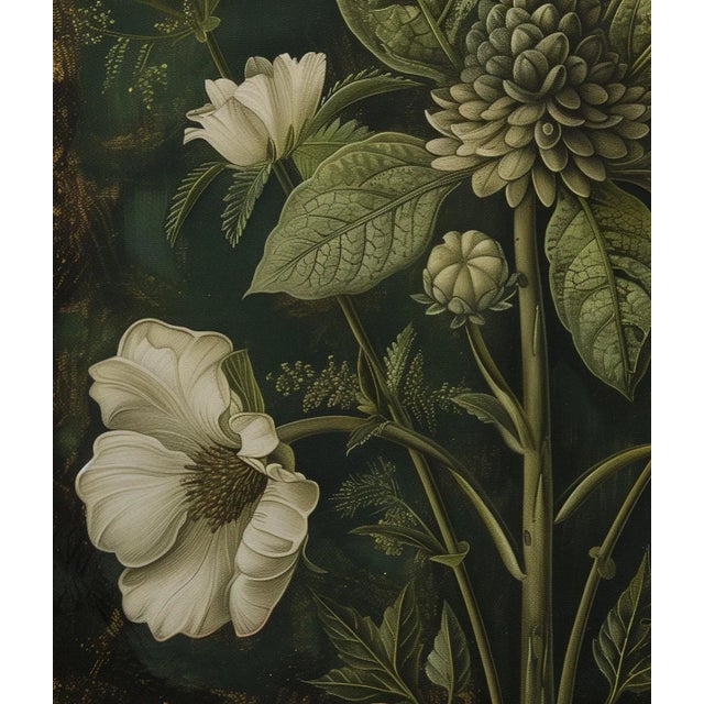 Campaign 18" X 18" Original Botanical Fine Art Print - Dark Green Grisaille For Sale - Image 3 of 5