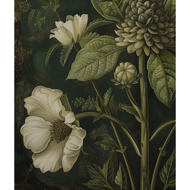 Campaign 20' X 20' Original Botanical Fine Art Print - Dark Green Grisaille For Sale - Image 3 of 6