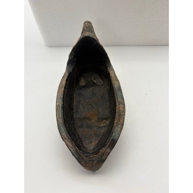 Chinese Antique Chinese Archaistic Bronze Elephant Ritual Poring Vessel Yi Gong Ewer 8” For Sale - Image 3 of 8