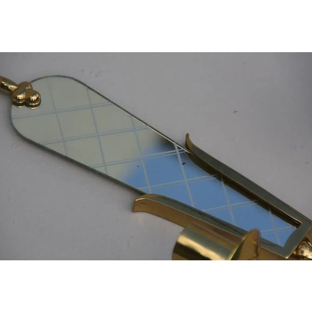 Mid-Century Modern Brass Wall Lamp with Mirror, 1950 For Sale - Image 3 of 10