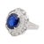 A GIA certified 4.15 carat oval Thai blue sapphire and 1.32 carat total weight diamond double halo platinum vintage...